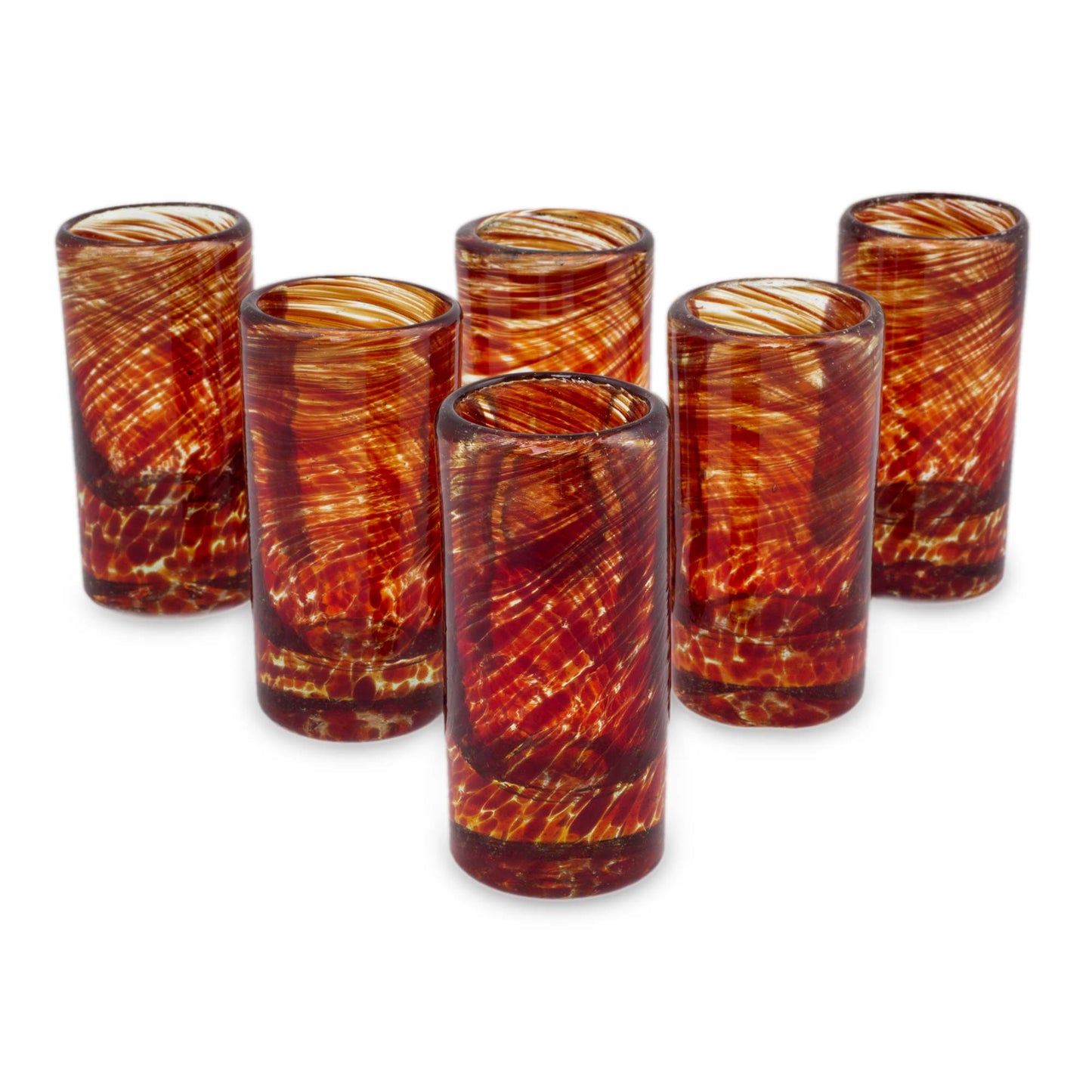 Ripe Ruby Swirl Recycled Glass Shot Glasses