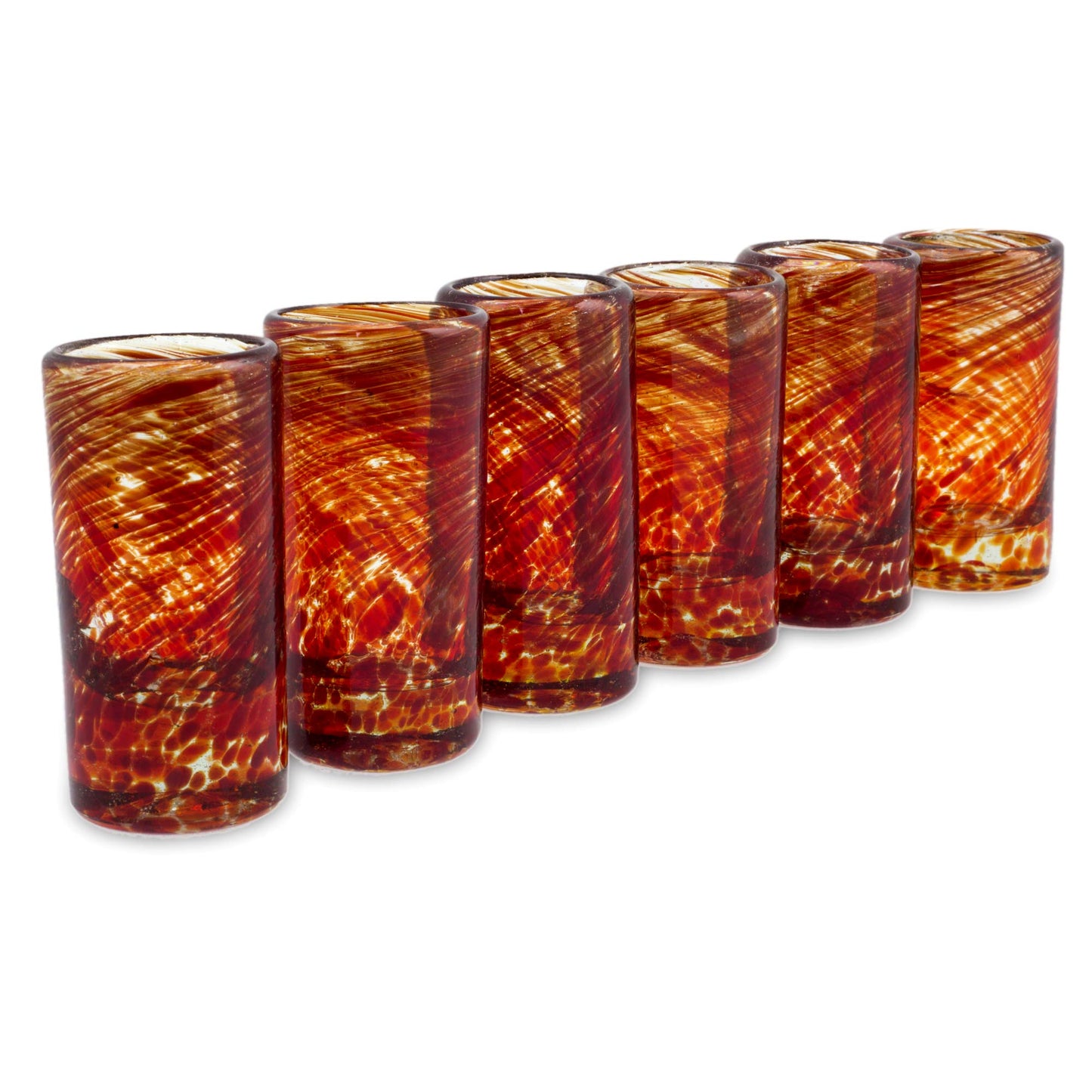 Ripe Ruby Swirl Recycled Glass Shot Glasses