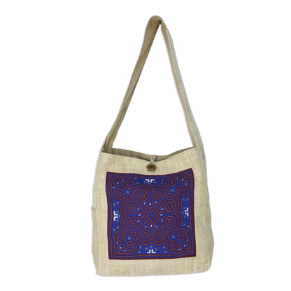 Sapphire Lotus Hemp shoulder bag