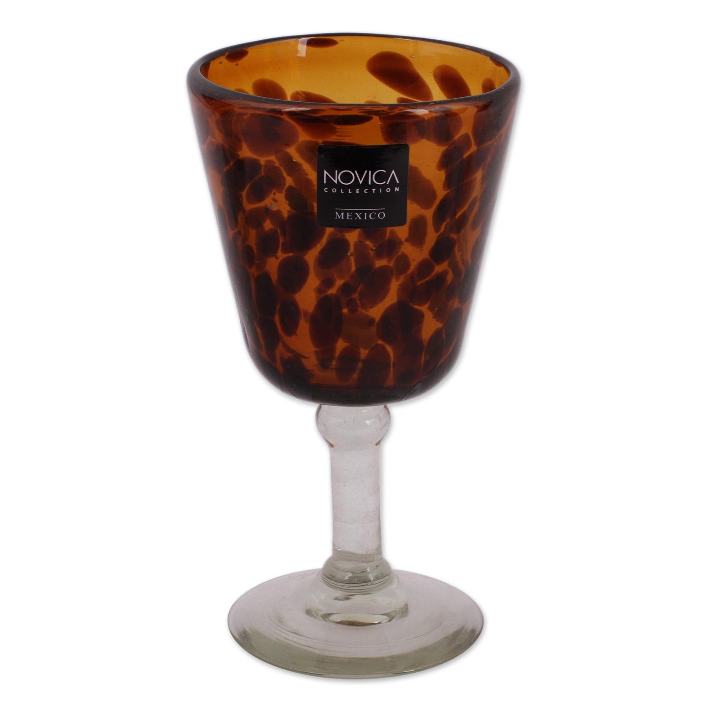 Tortoise Shell Fair Trade Handblown Wine Glasses Set of 6 Mexico