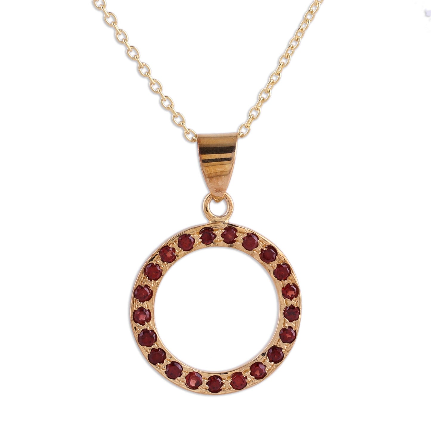 Cycle of Life Garnet & Gold Plated Sterling Silver Necklace