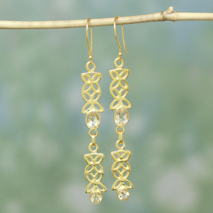 Sunny Ribbons Gold Vermeil and Citrine Earrings from India Jewelry