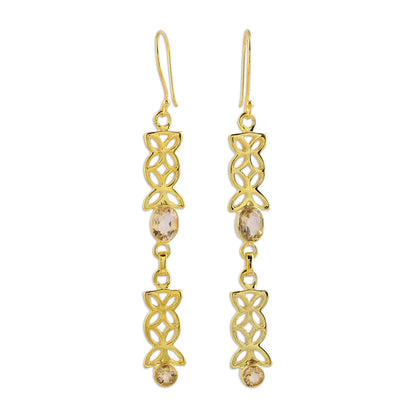 Sunny Ribbons Gold Vermeil and Citrine Earrings from India Jewelry