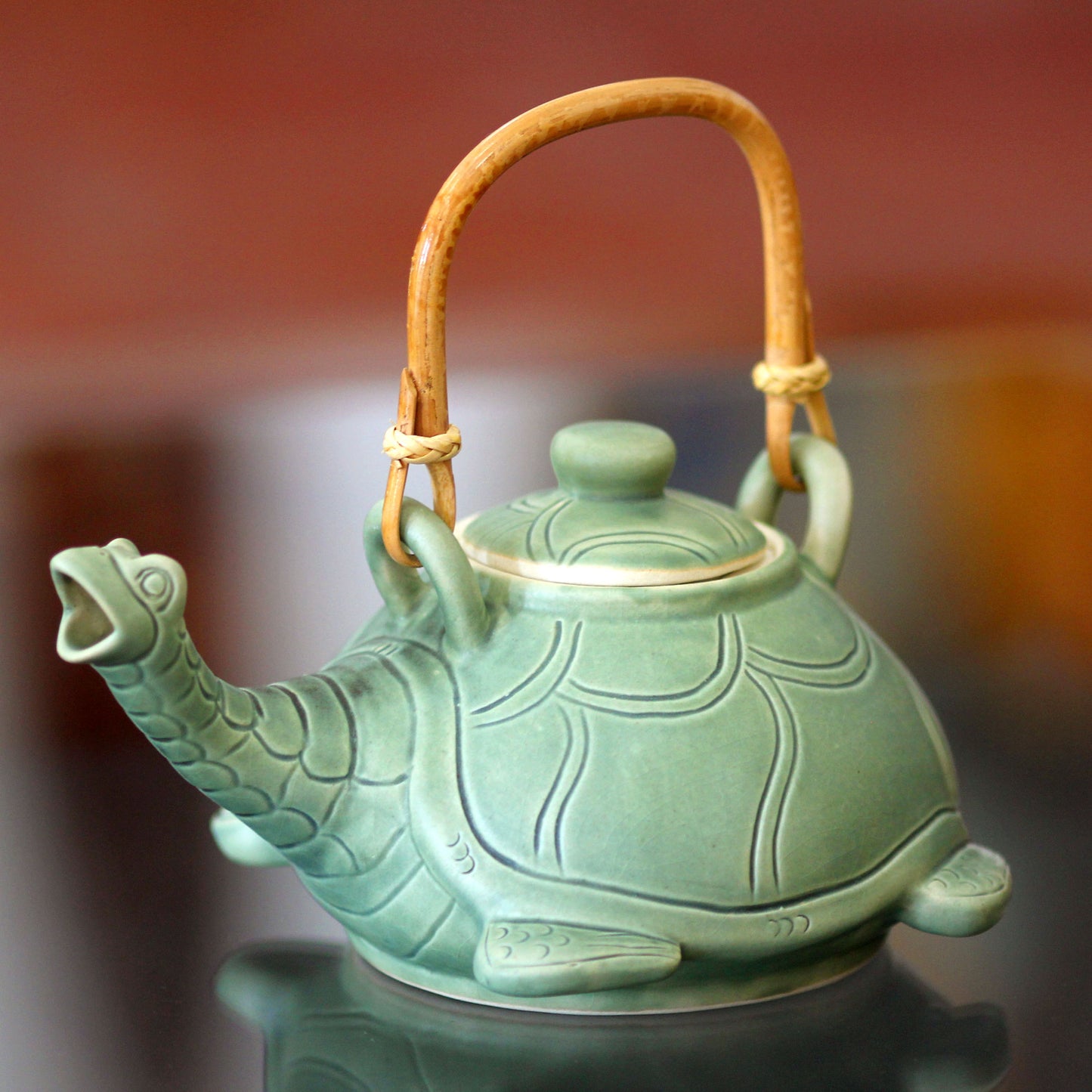 Lingering Turtle Unique Ceramic Teapot