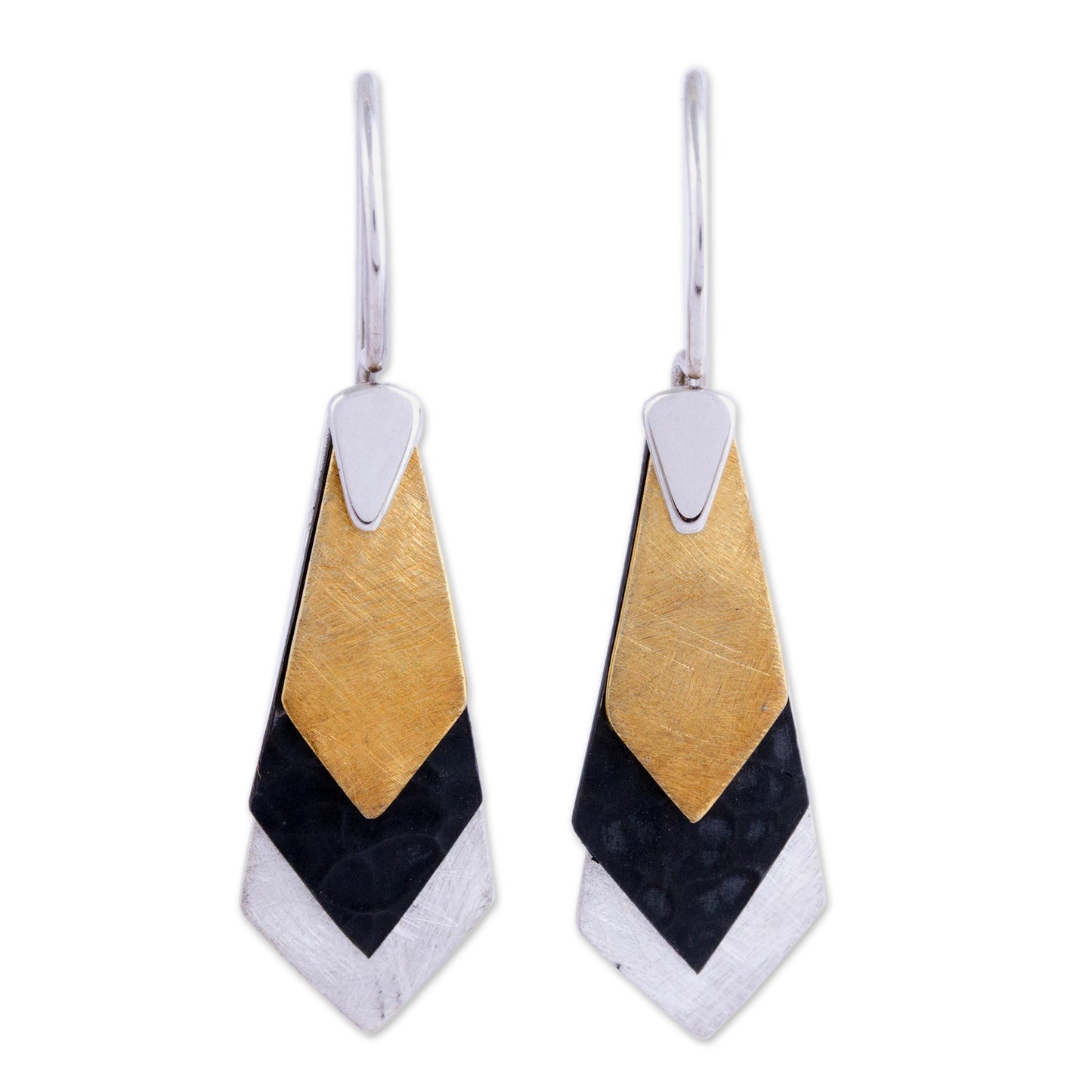 Geometrical Riddles Modern Gold Accent Dangle Earrings