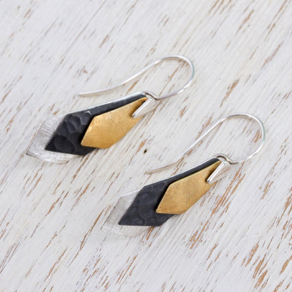 Geometrical Riddles Modern Gold Accent Dangle Earrings