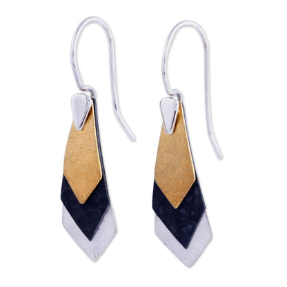 Geometrical Riddles Modern Gold Accent Dangle Earrings