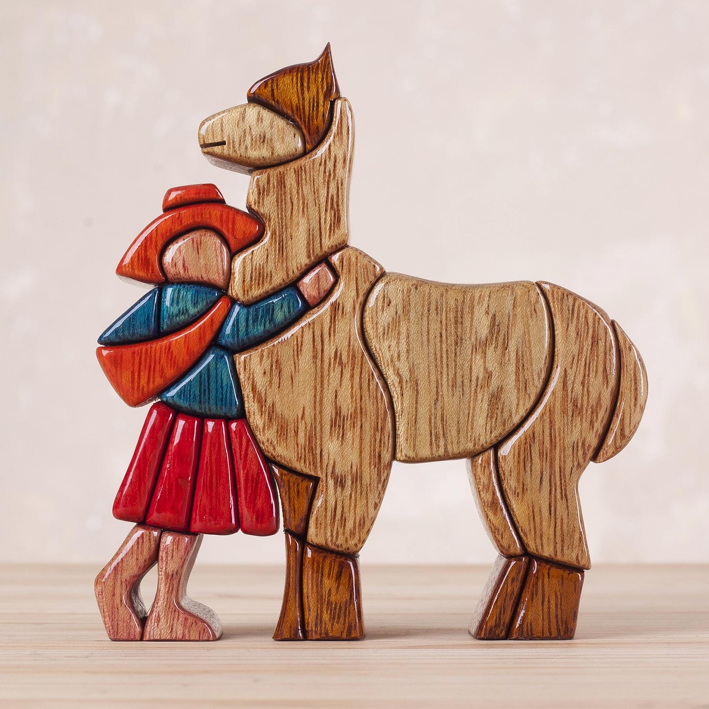 Love My Llama Cedar & Mahogany Sculpture