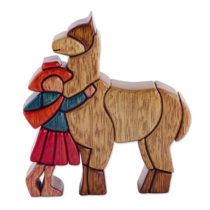 Love My Llama Cedar & Mahogany Sculpture