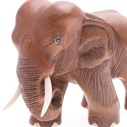 Majestic Elephant Rain Tree Wood Sculpture from Thailand