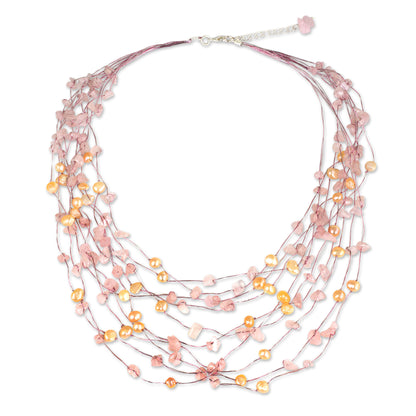 Cascade Rose Quartz & Pearl Beaded Necklace