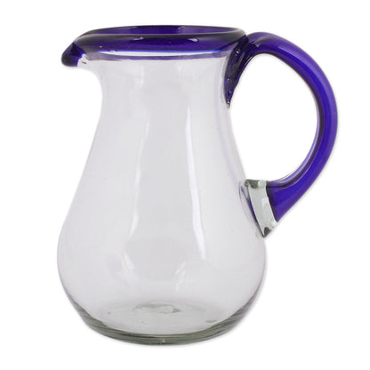 Blue Grace Artisan Crafted Pitcher Classic Mexican Handblown Glass