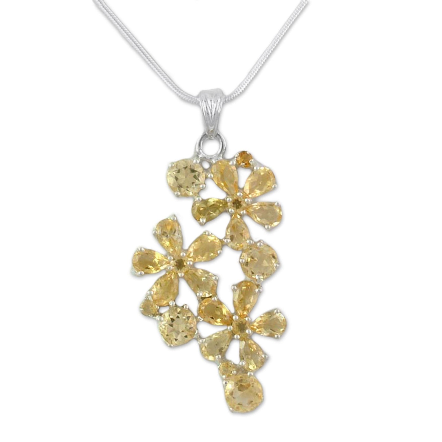 Sunshine Petals Citrine flower necklace