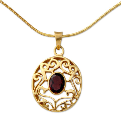 Golden Goddess Handcrafted Vermeil and Garnet Necklace Golden Jewelry