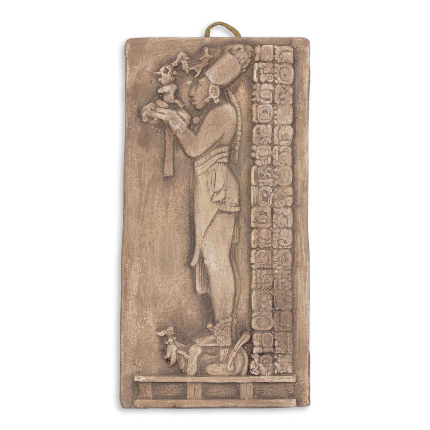 Maya Priest Offerings in Grey Ceramic Plaque