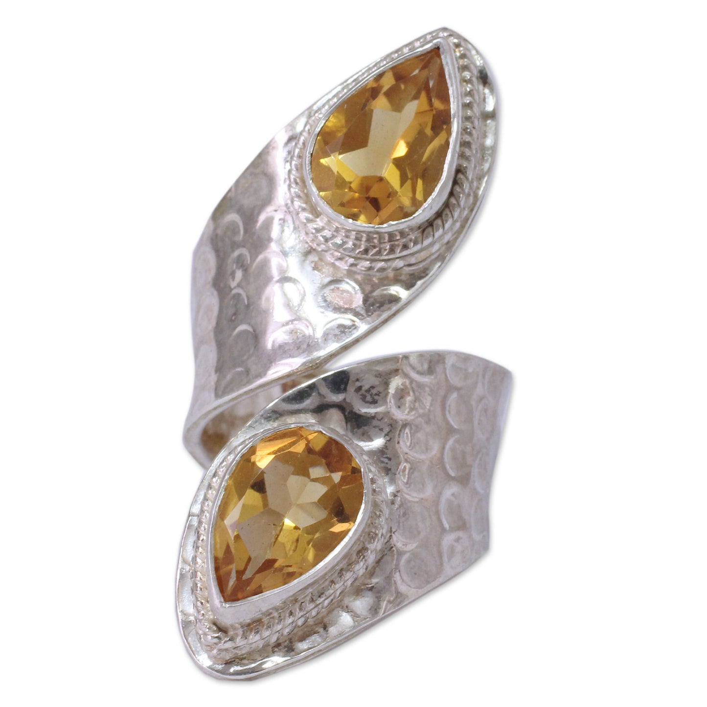 Golden Sterling Silver Wrap Ring with Citrine Gemstone Jewelry