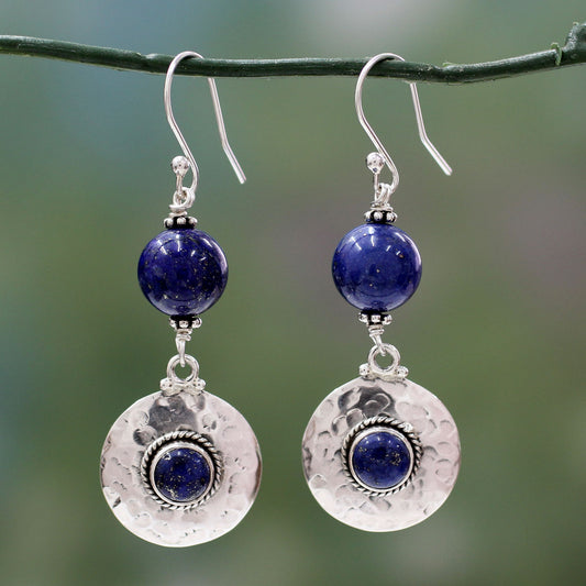 Royal Moonlight Lapis Lazuli & Silver Dangle Earrings