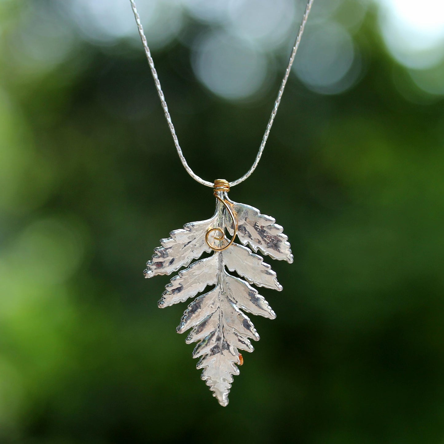 Fern Love Silver Flower Pendant Necklace