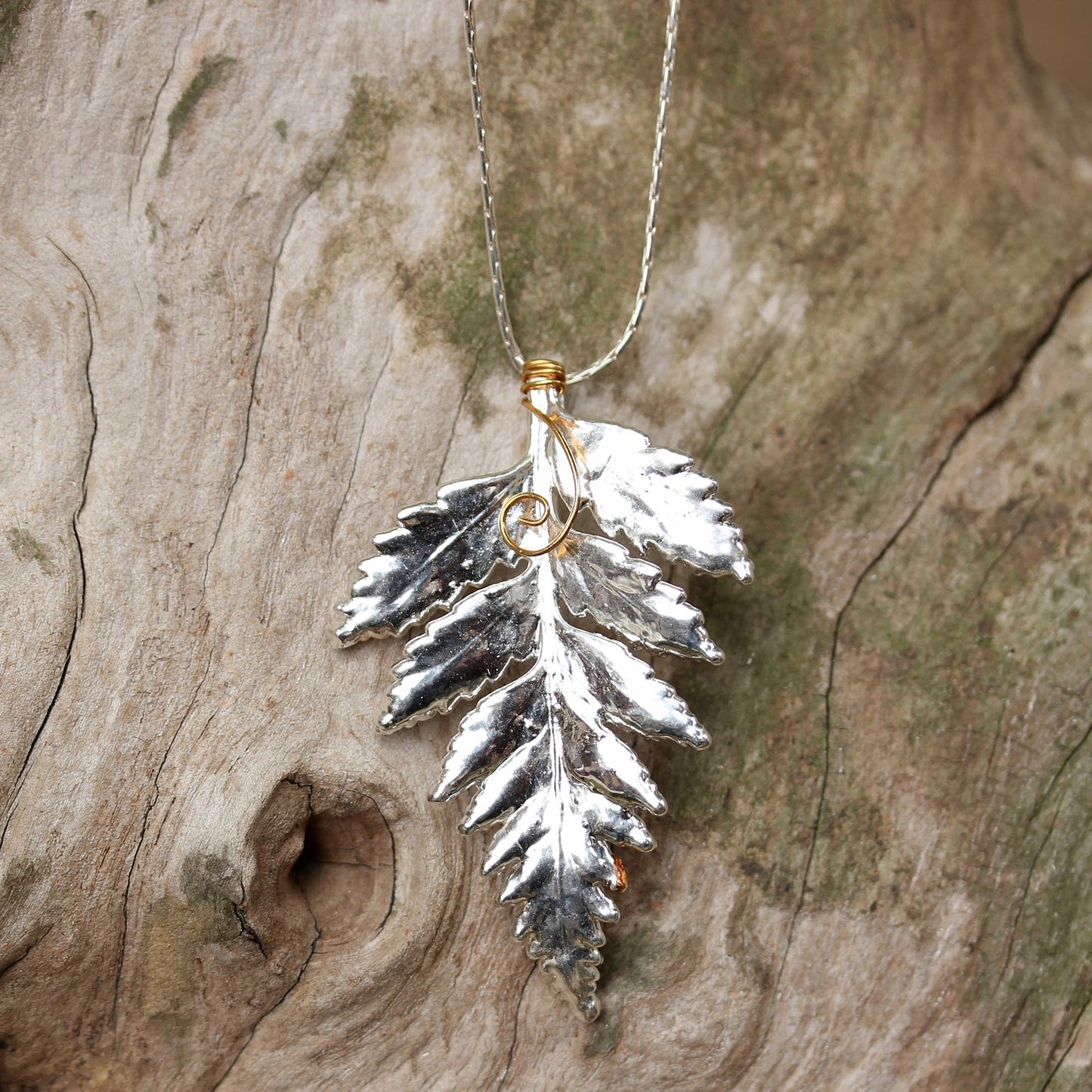 Fern Love Silver Flower Pendant Necklace