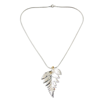 Fern Love Silver Flower Pendant Necklace