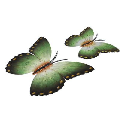 Bamboo Butterflies Steel wall art (Pair)