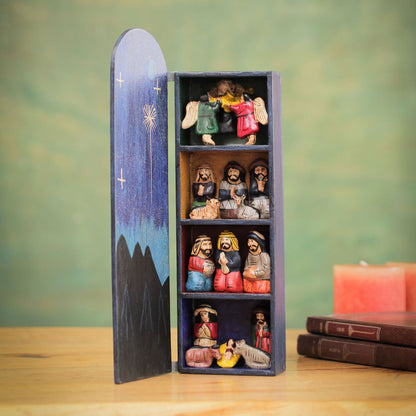 NOVICA - Handmade Wood Retablo Nativity