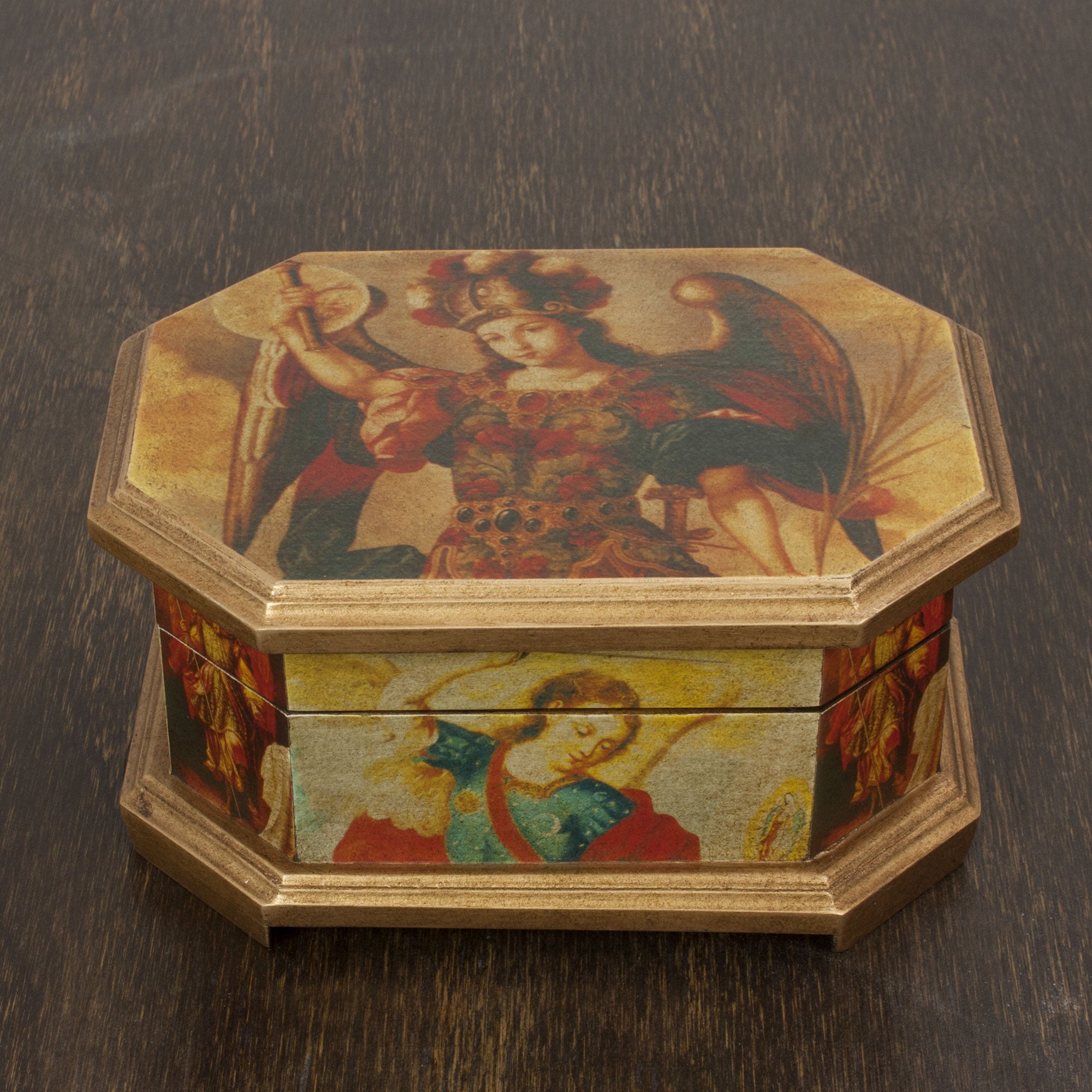 NOVICA Archangels Decoupage Wood Jewelry Box with Angels | GreaterGood