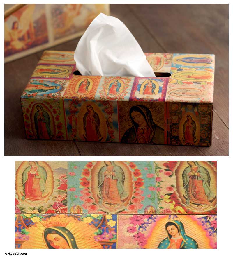 My Guadelupe Religious Pinewood Decoupage Tissue Box