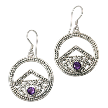 Balinese Moon Amethyst dangle earrings