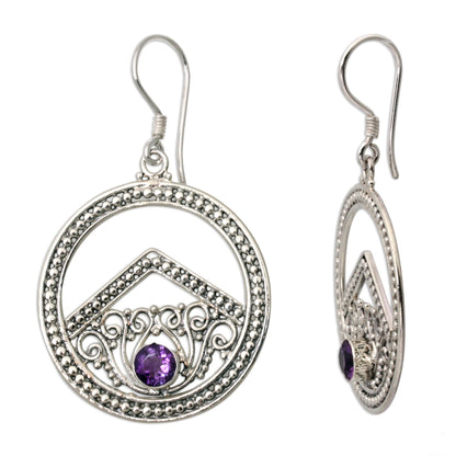 Balinese Moon Amethyst dangle earrings