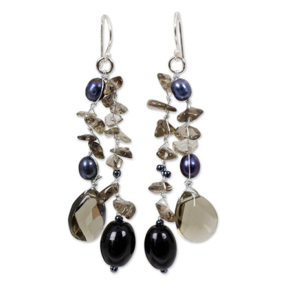 NOVICA - Freshwater Pearl & Glass Bead Dangle Earrings