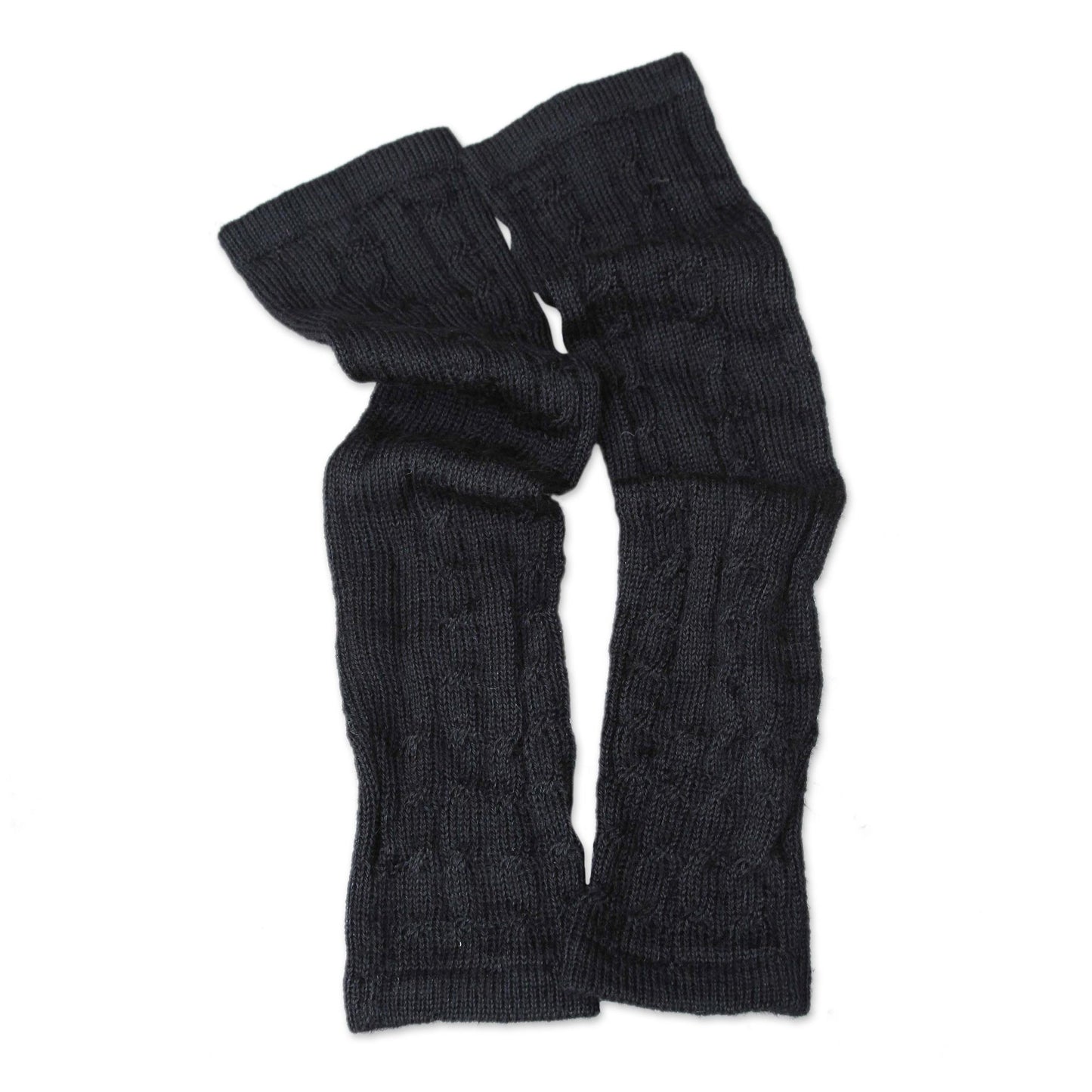 Black Braids Alpaca Arm Warmer Mitts