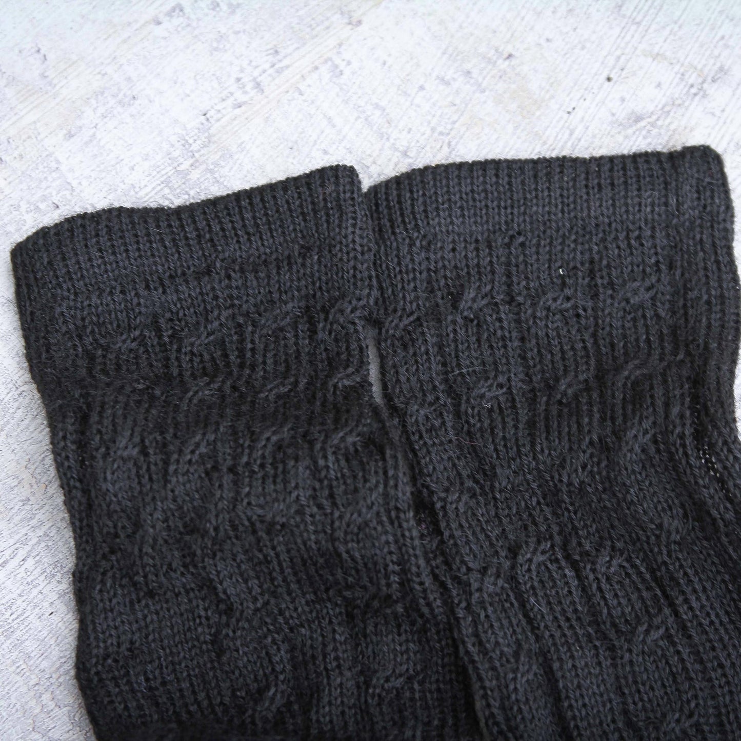 Black Braids Alpaca Arm Warmer Mitts