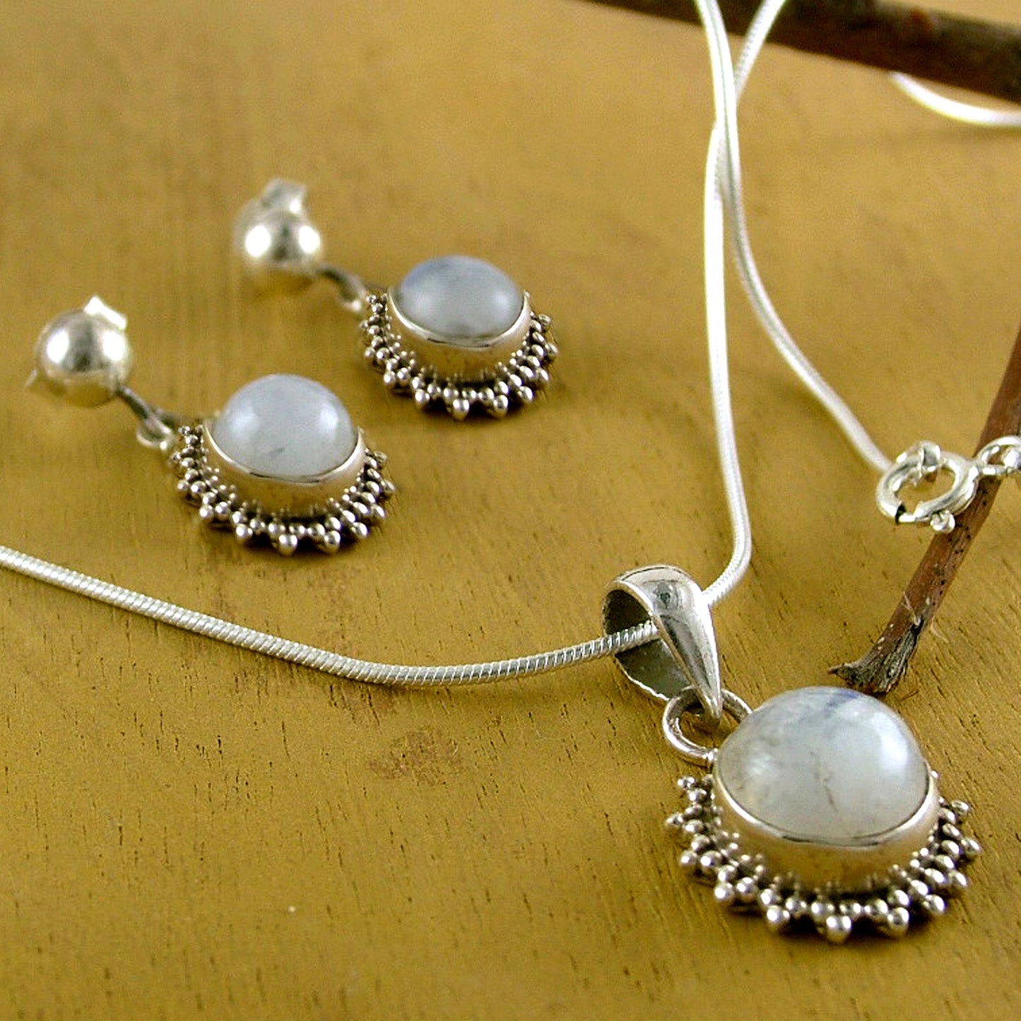 Goddess Moonstone & Sterling Silver Jewelry Set