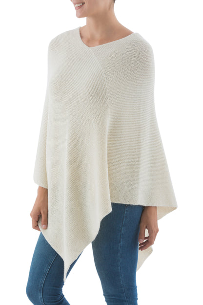 Sweet Cream Ivory Alpaca Wool Poncho