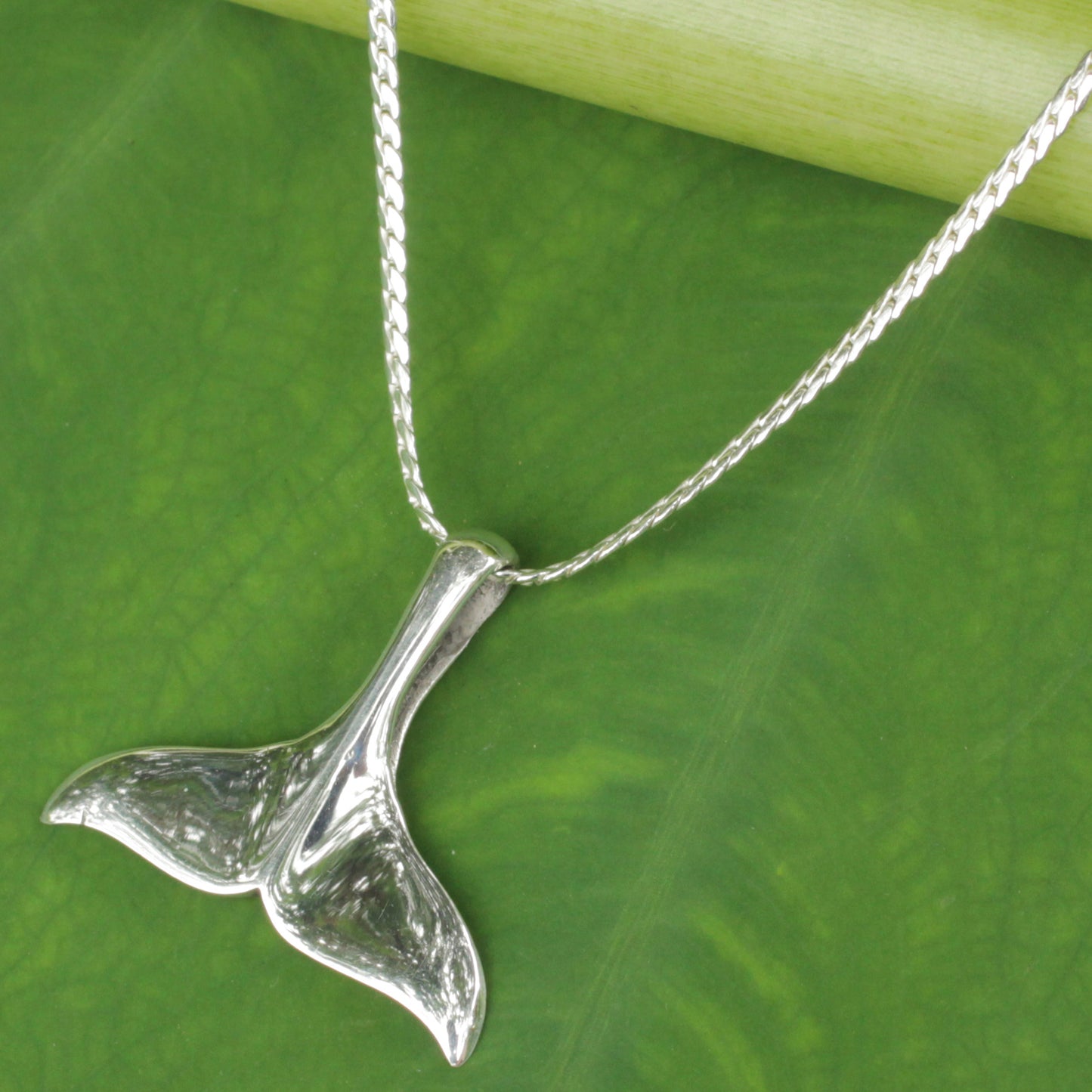 Glistening Whale Silver Pendant Necklace