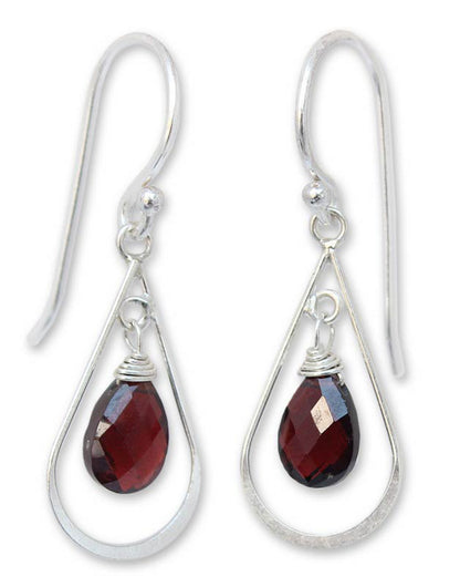 Precious Garnet Sterling Silver Earrings