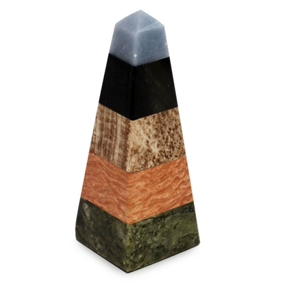 NOVICA - Geometric Multicolor Stone Sculpture