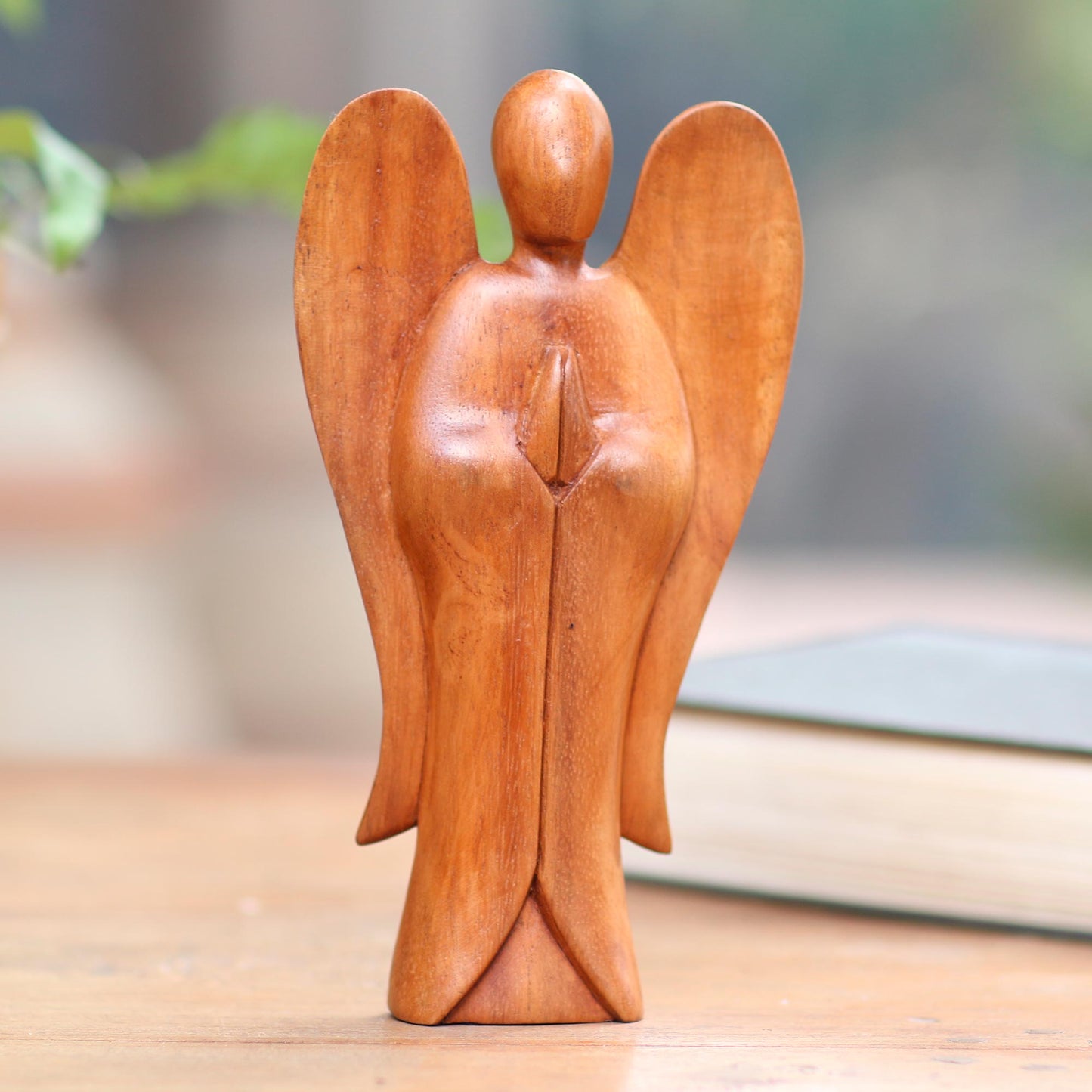 Angel Song of Peace Carved Wood Sculpture