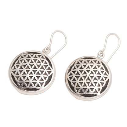 Flower of Life Hand Crafted Sterling Silver Dangle Earrings