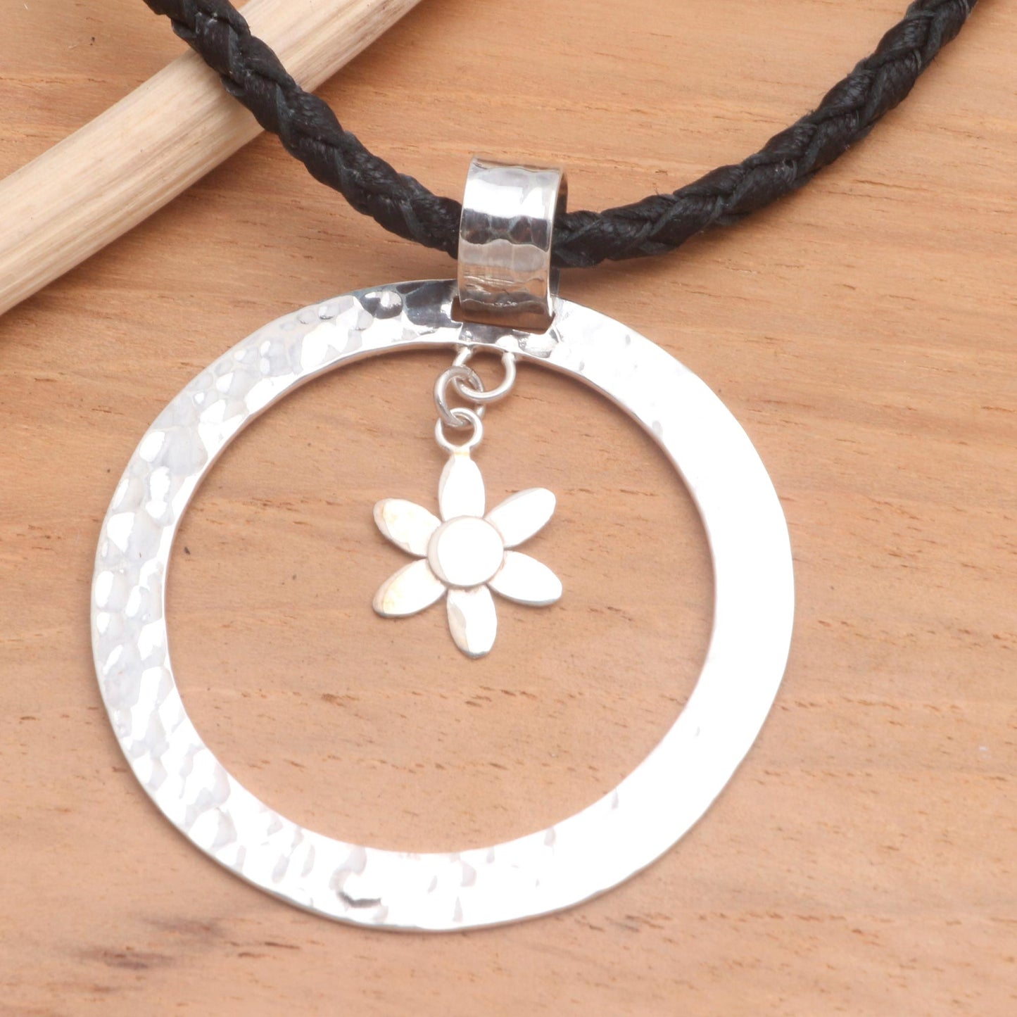 Floral Halo Sterling silver pendant necklace