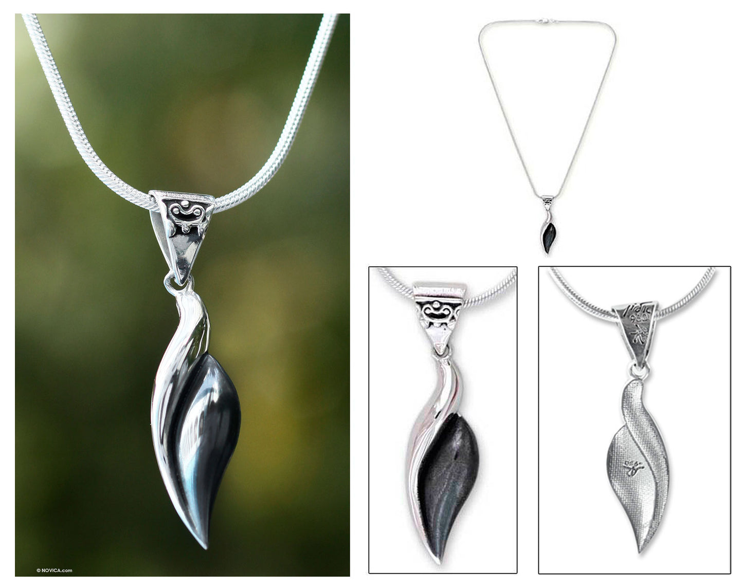 Sinuous Sterling Silver Pendant Necklace