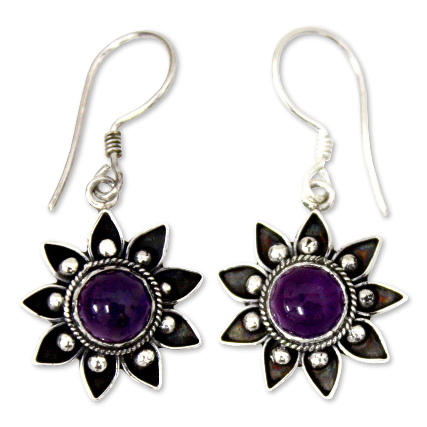 Sunflowers Amethyst Dangle Earrings