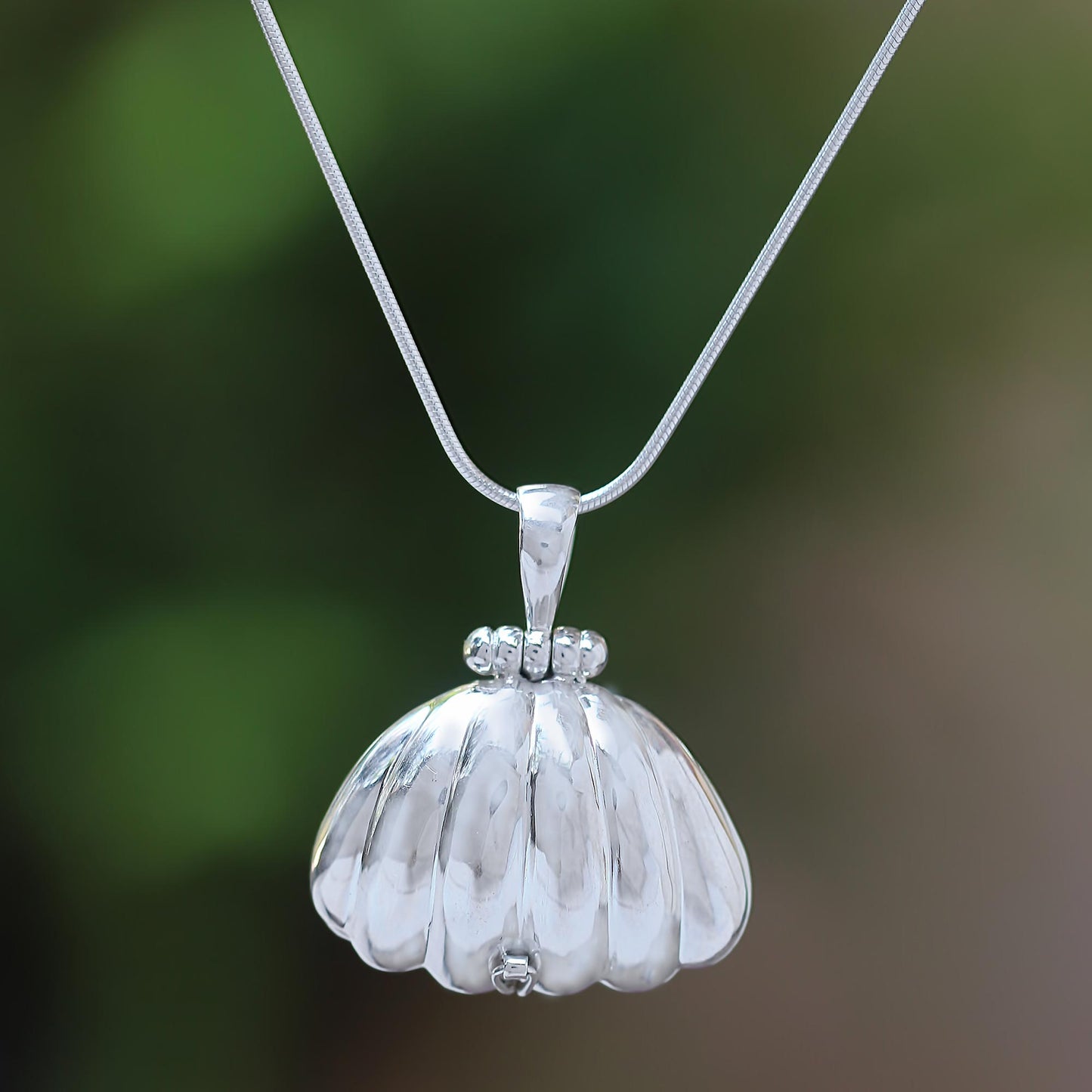 Seashell Sterling Silver Locket Necklace