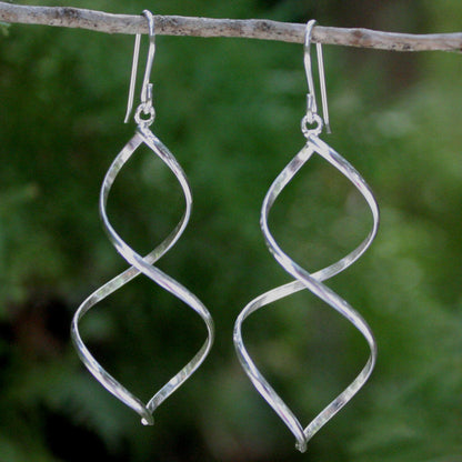 Helix Modern Sterling Silver Dangle Earrings