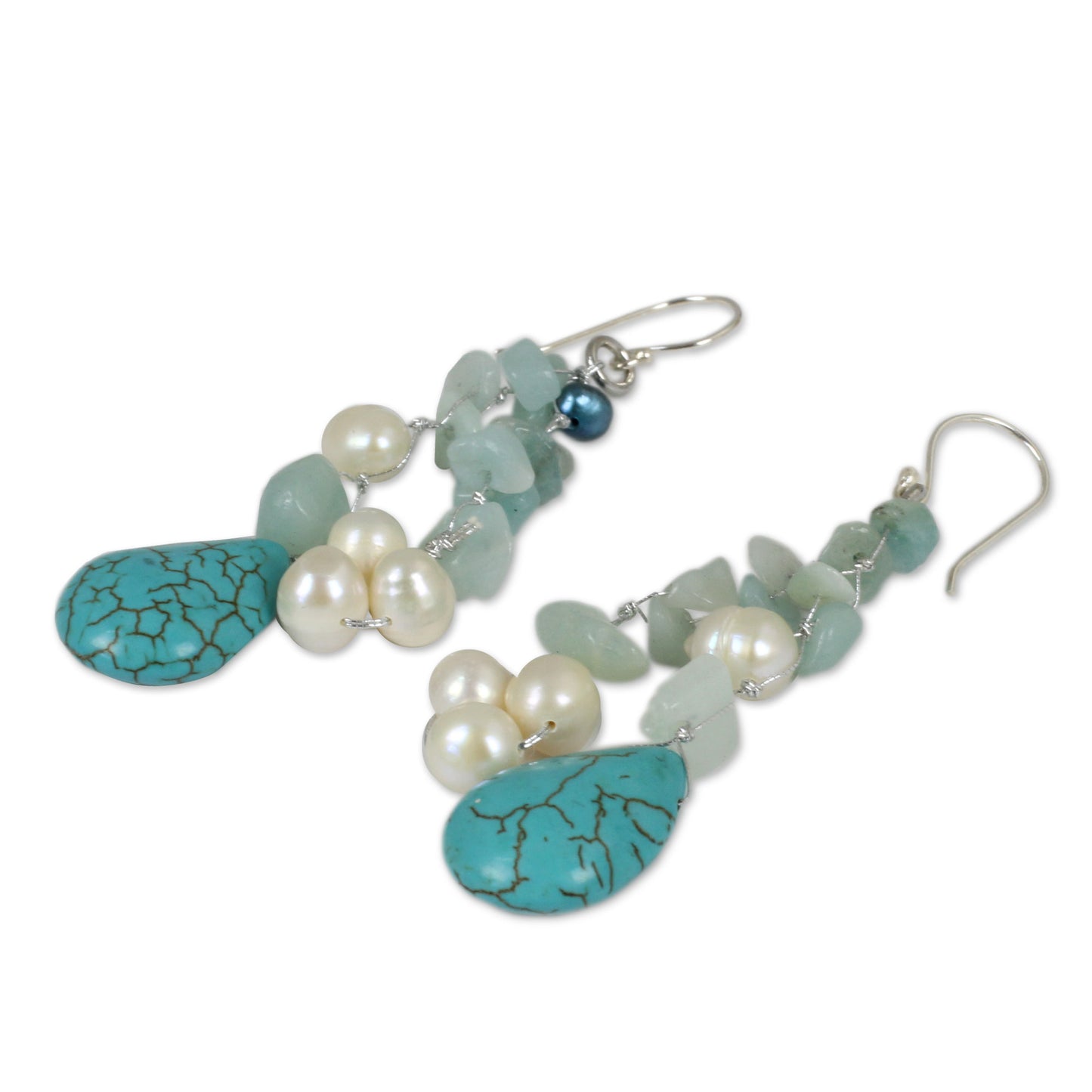 Azure Allure Freshwater Pearl Beaded Earrings