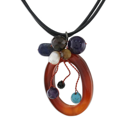 Lush Cosmos Multi-Gem Leather Necklace