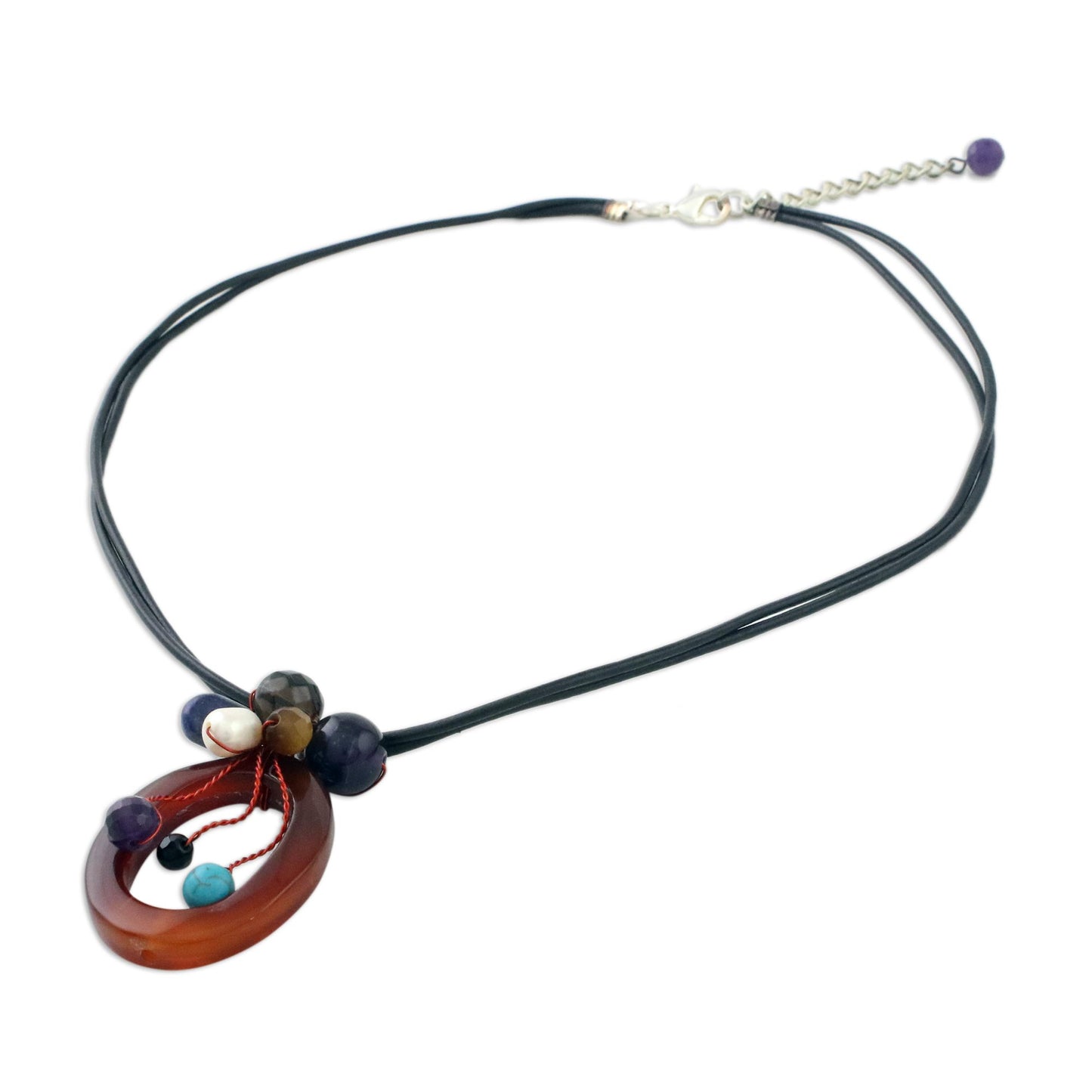 Lush Cosmos Multi-Gem Leather Necklace