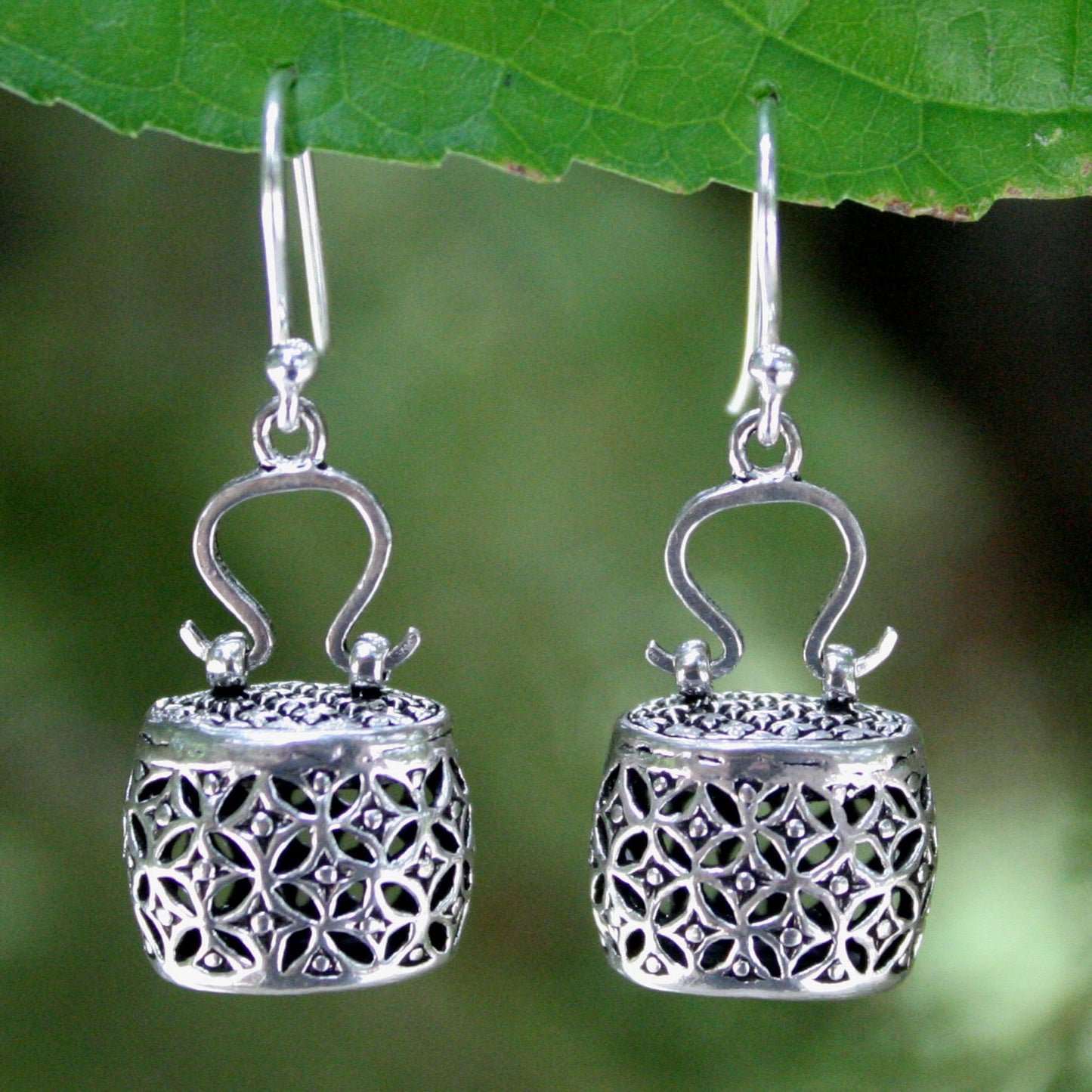 Evening Bag Handcrafted Sterling Silver Dangle Earrings