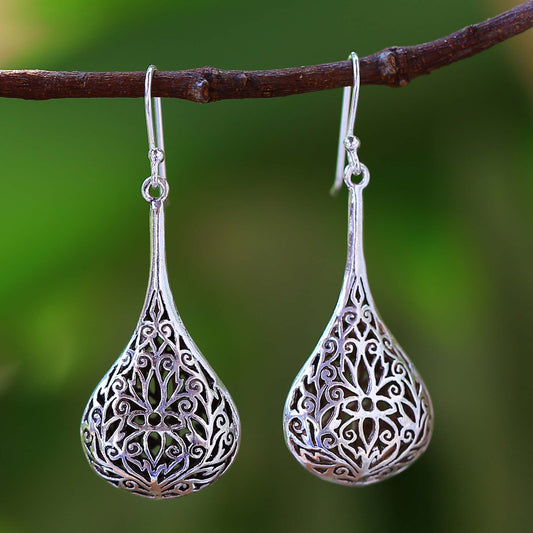 Filigree Teardrop Sterling Silver Earrings